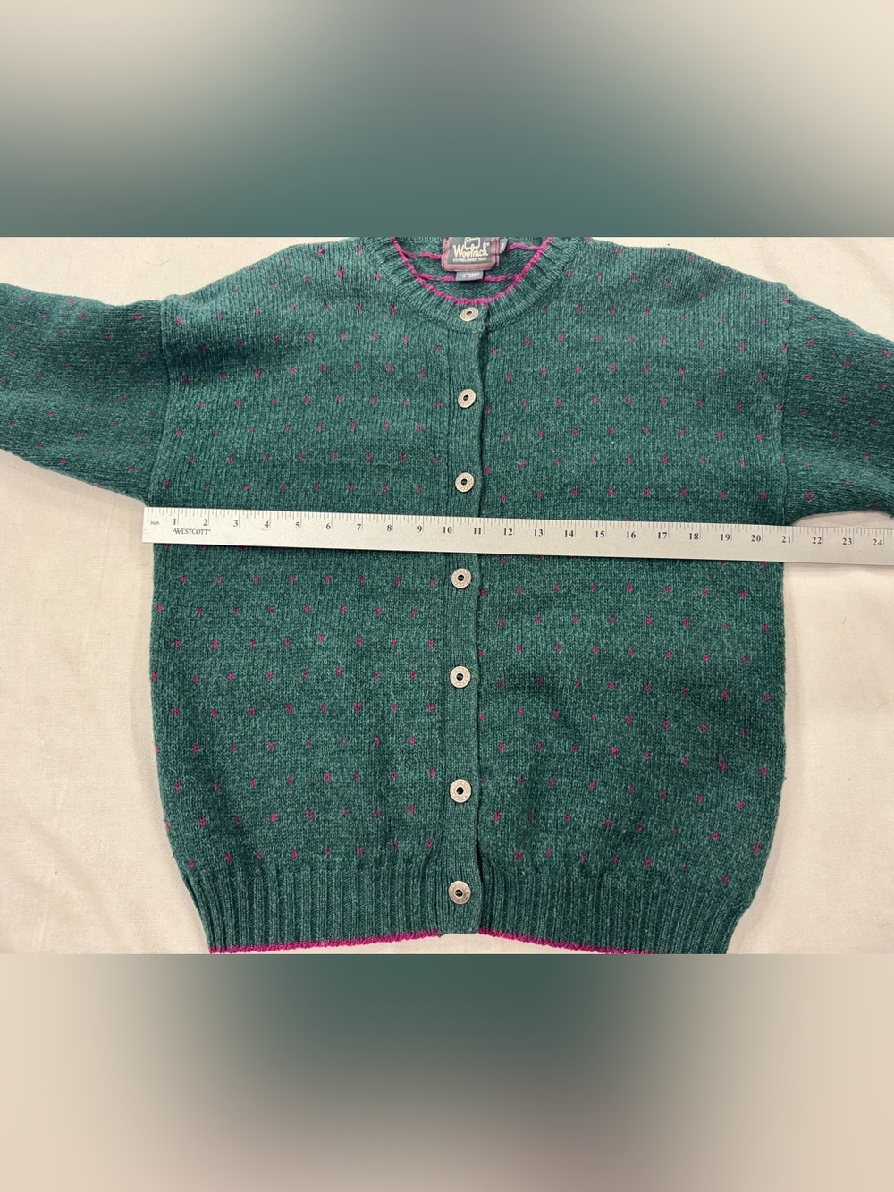 Vintage Woolrich Wool Blend Cardigan Sweater Buttons medium Green - Picture 3 of 6